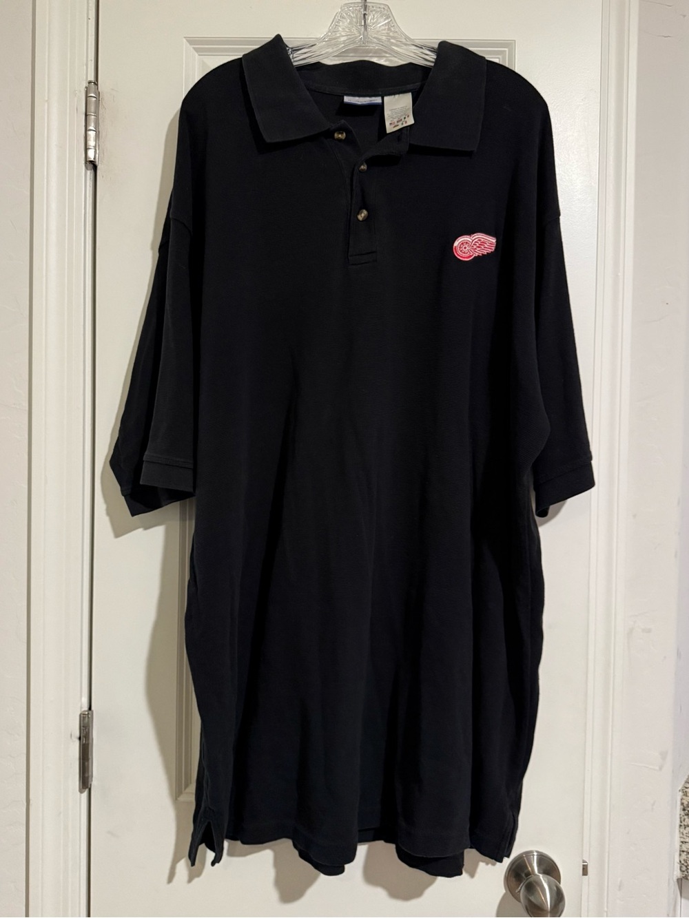 Rare Vintage Reebok 90s Mens 3XLT Detroit Red Wings Hockey Polo Shirt Black